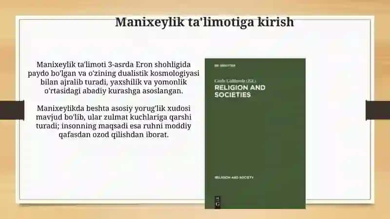 Manixeylik, Mazdakiylik va Sobiylik: Ta'limotlarning Umumiy Tavsifi 3