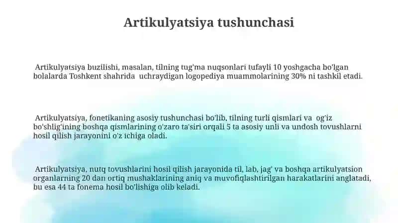 Artikulyatsiya. Okklyuziya va uning turlari. Tishlov va uning turlari. 3