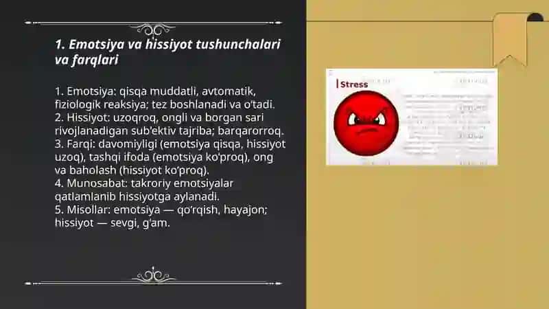 Shaxs hissiy-emotsional sohasi. Emotsiya va hissiyot 3