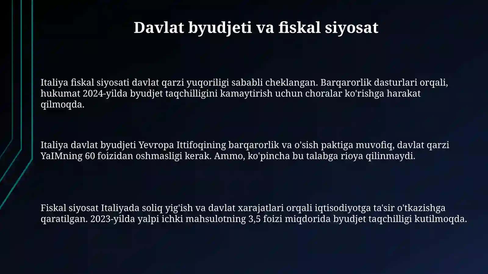 Italiya iqtisodiy siyosati 3