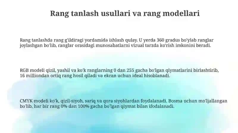 Vektorli grafik muharrirda ranglar bilan ishlash 3