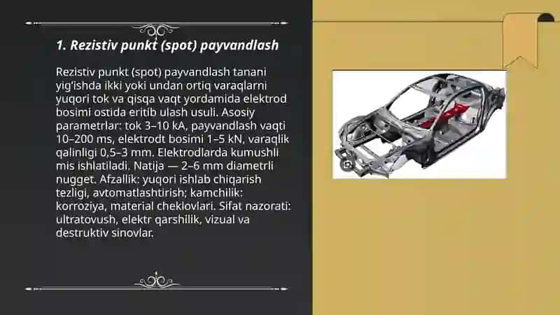 Kuzov yigʻish texnalogiyada payvantlash usullari 3