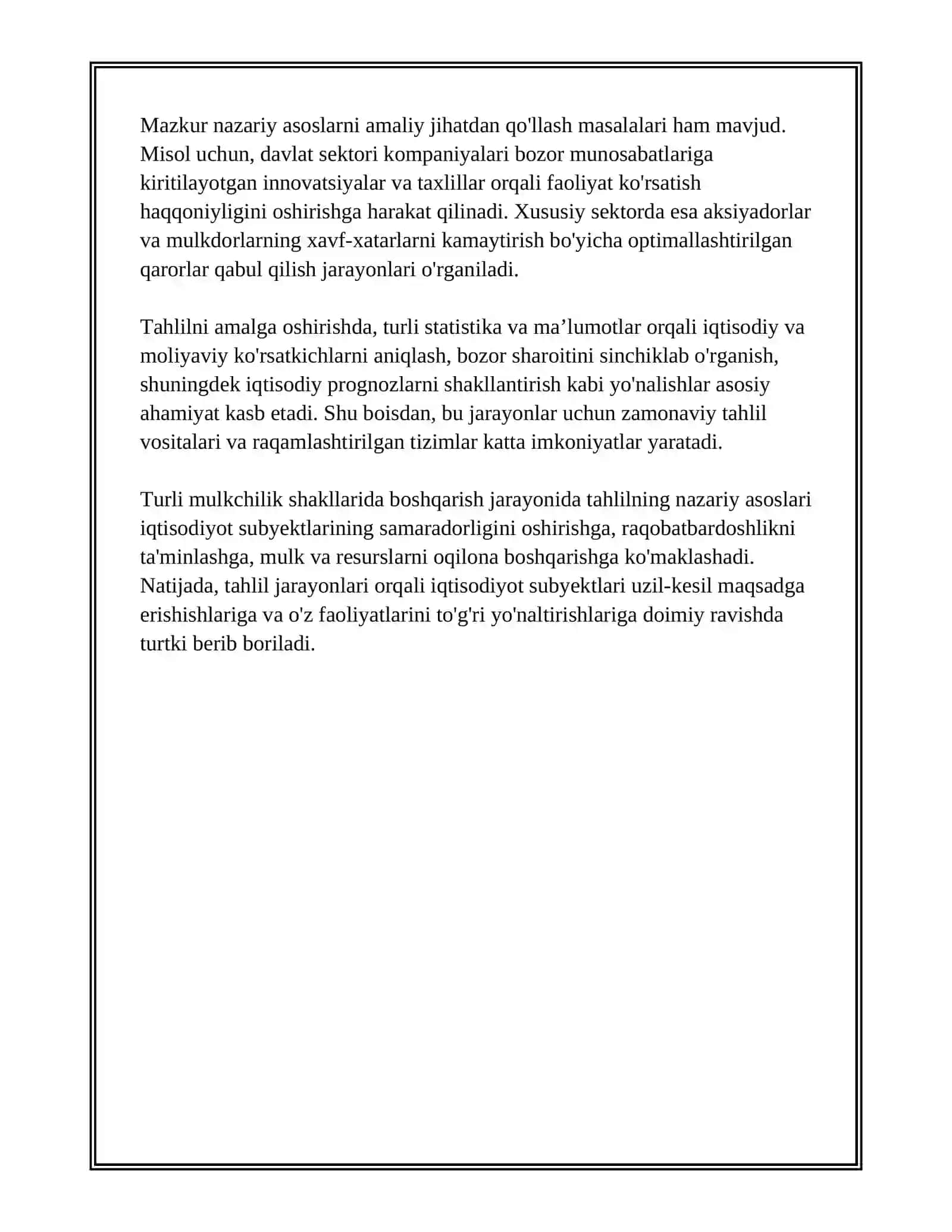 Turli mulkchilik shakllarida iqtisodiyot subyektlarini boshqarishda tahlilning nazariy asoslari 3