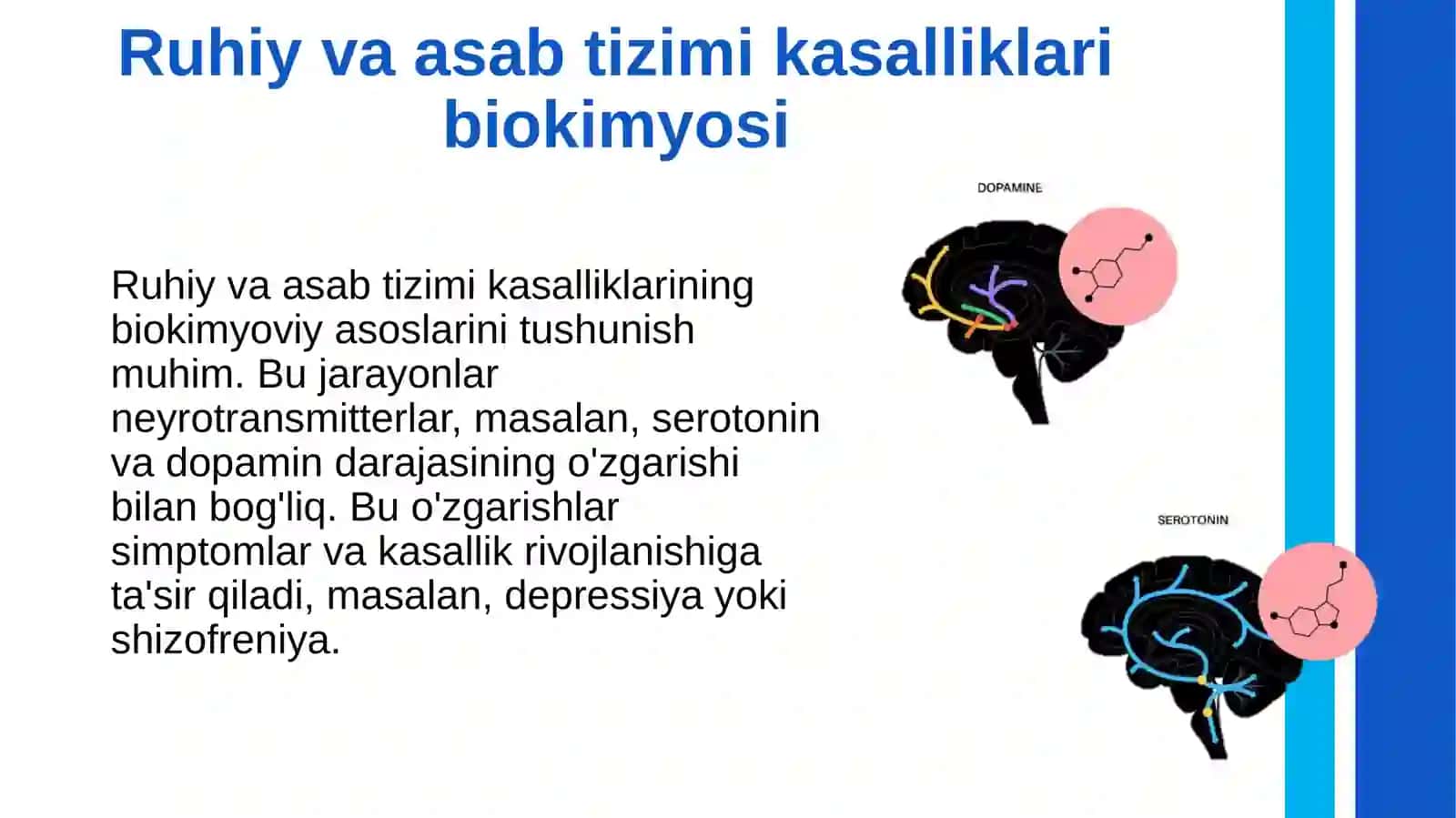 Ruhiy va asab tizimi kasalliklarining kelib chiqish mexanizmlarining biokimyoviy aniqlash yo'llari 3