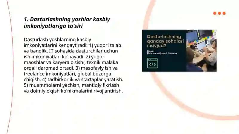 Dasturlashning yoshlar hayotidagi oʻrni 3