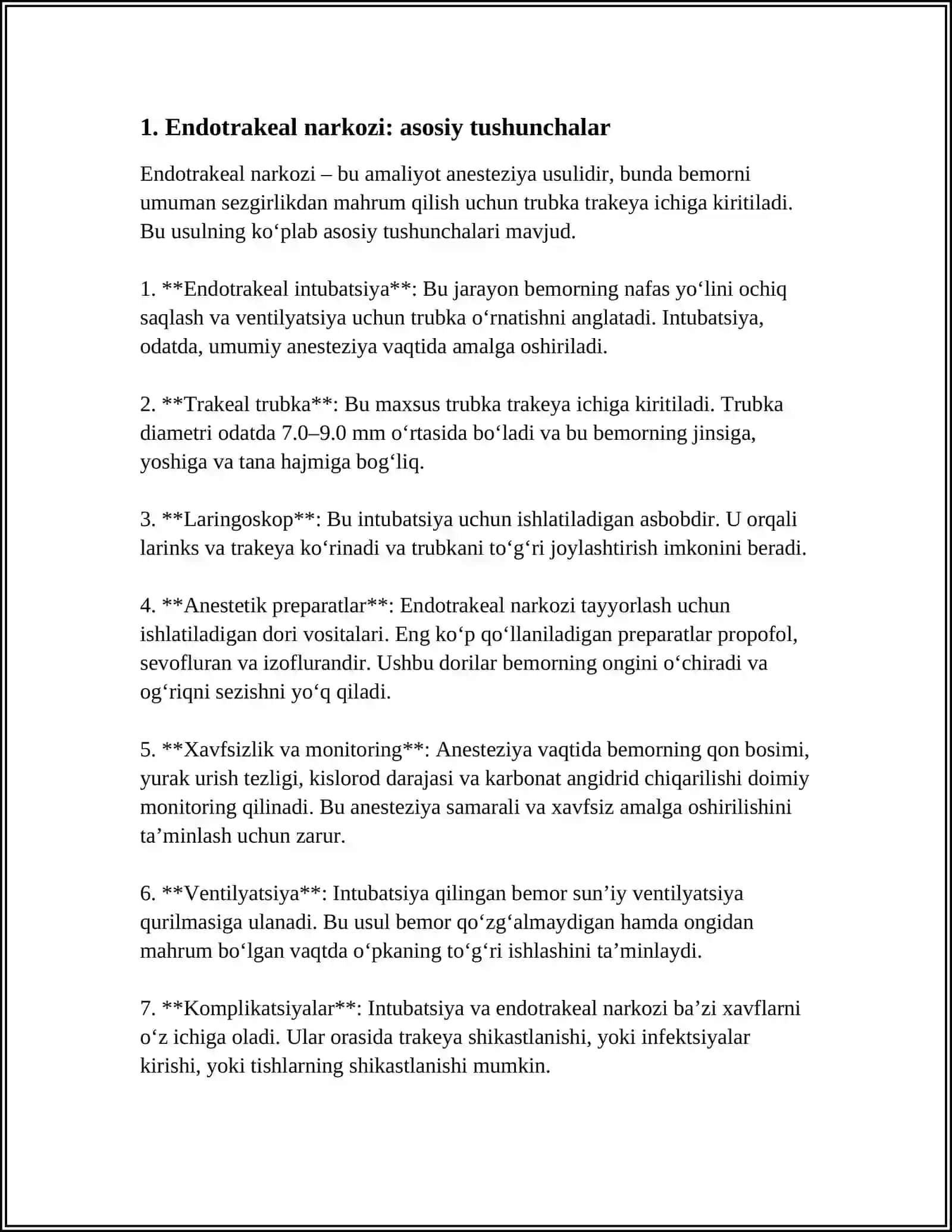 ENDOTRAXEAL NARKOZ.POLIKLINIKA SHAROITIDA ENDOTRAXEAL MARKOVA OTKAZISH 3