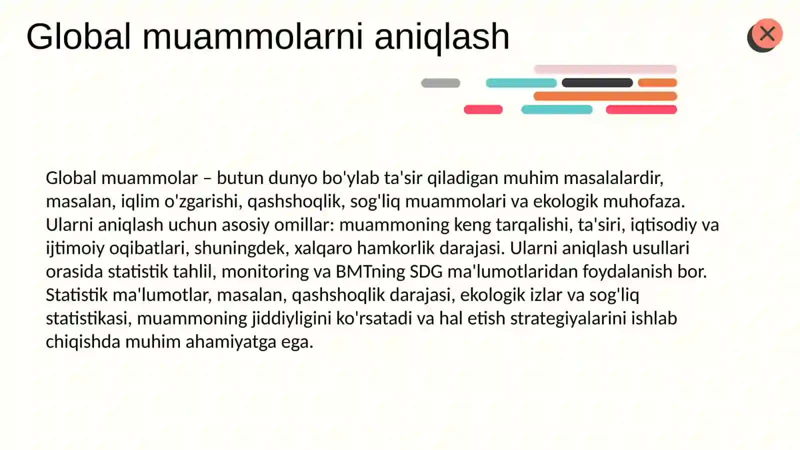 Global muammolar ularning belgilari va guruhlanishi 3