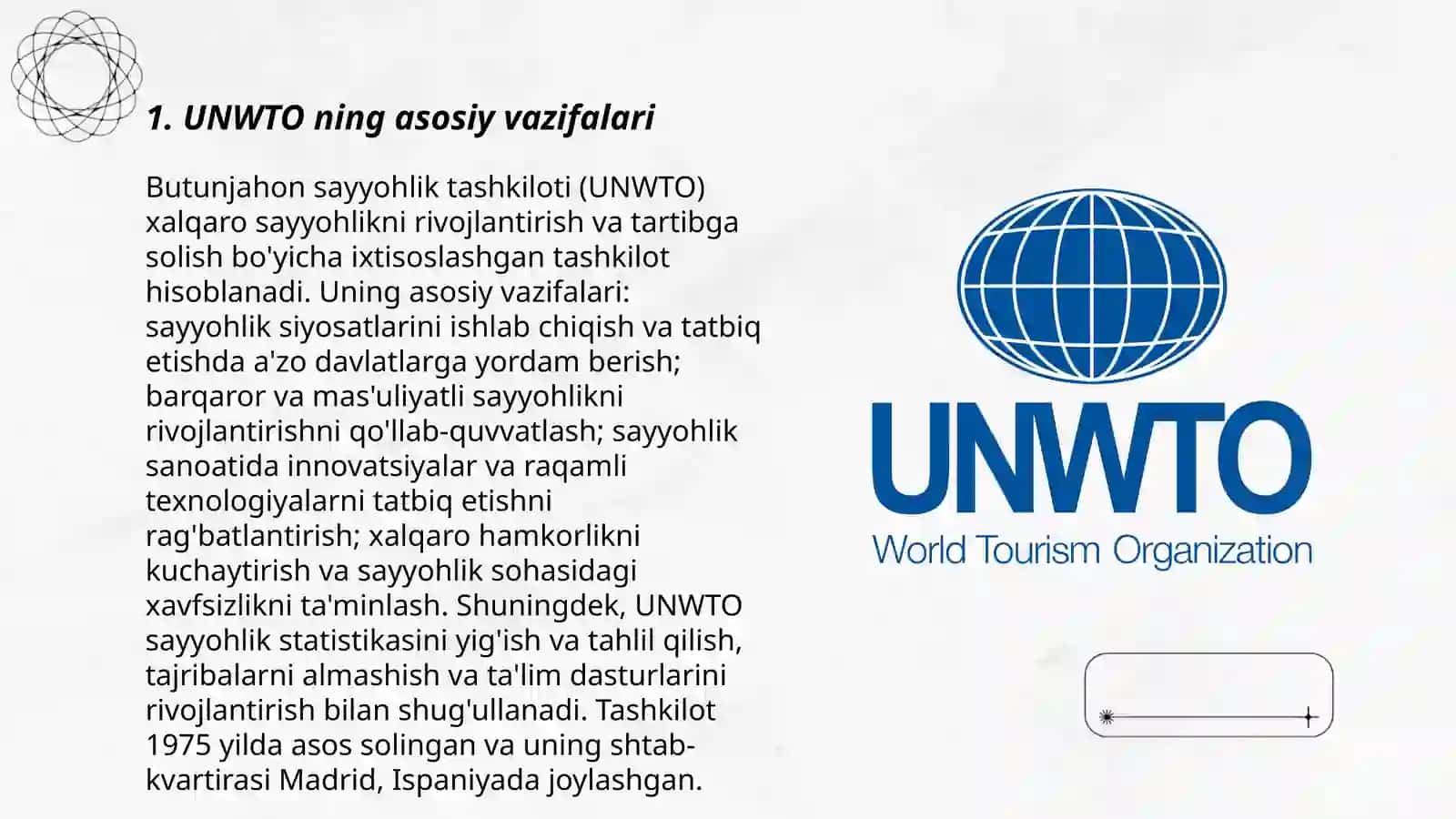 UNWTO Ning faoliyati va uning barometri tahlili 3