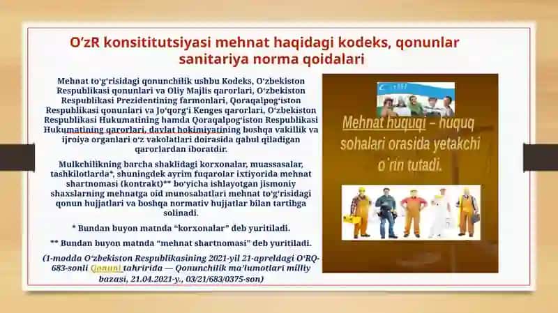 Gigiyena soxasida asosiy vaqonuniy hujjatlar 3
