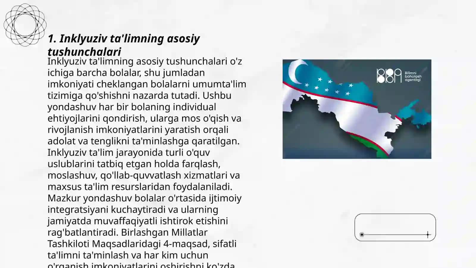 Inklyuziv talimning mohiyati. Integratsion talim va ijtimoiy reabilitatsiya 3