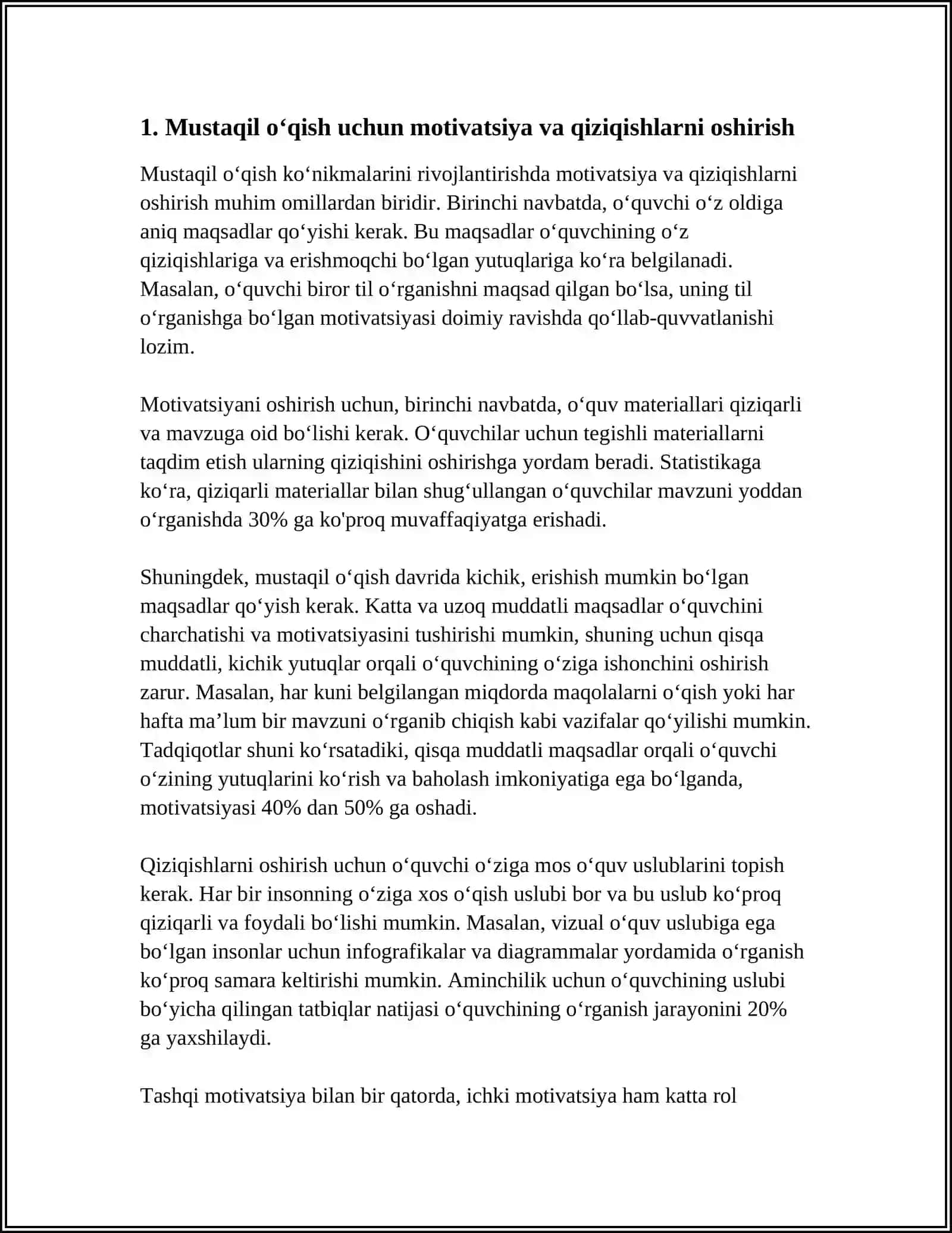 MUSTAQIL OʻQISH KOʻNIKMALARINI RIVOJLANTIRISH 3