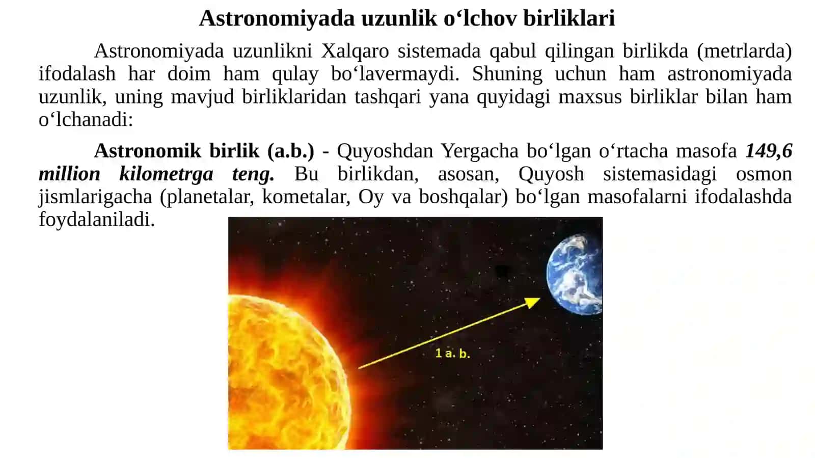11-sinf Astronomiyada uzunlik o'lchovi birliklari 3