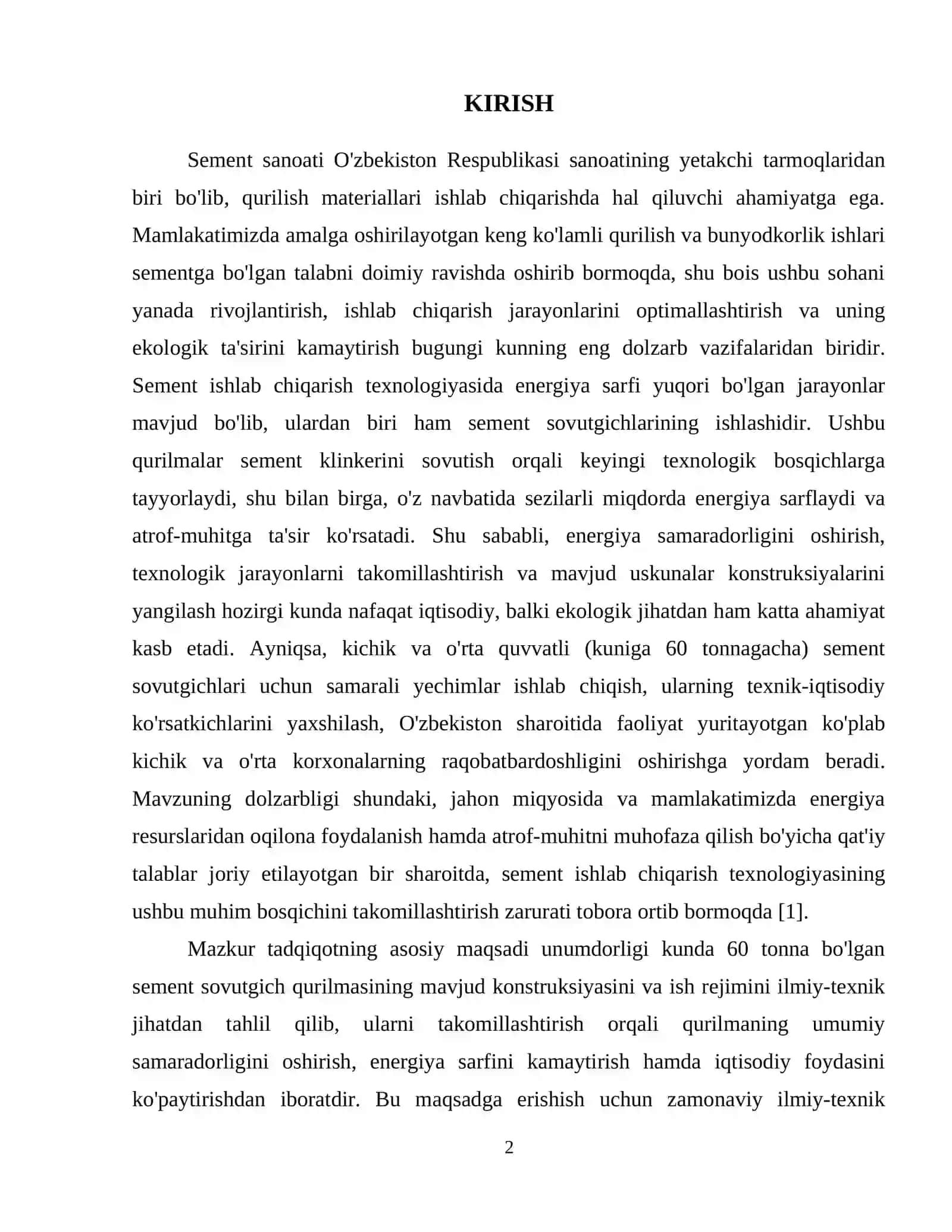 Unumdorligi 60 tkun bolgan sement sovutgich
qurilmasining
ish rejimi va konstrukeiyasini
takomillash 3