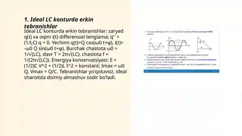 Ideal LC konturda erkin tebranishlar 3