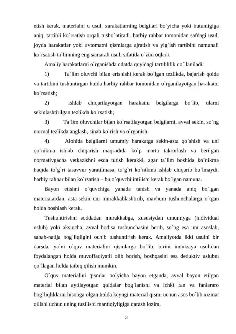 HARBIY ISH ASOSLARI BOʻYICHA MASHGʻULOTLARNI TASHKILLASH VA OʻTKAZISH USLUBIYOTI 3