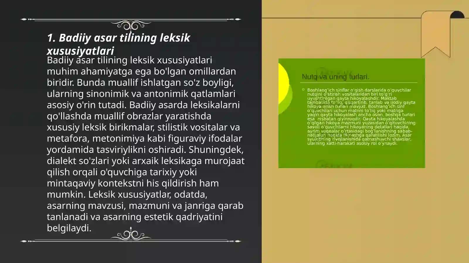 Badiiy asar tilining o'ziga xos xususiyatlari 3