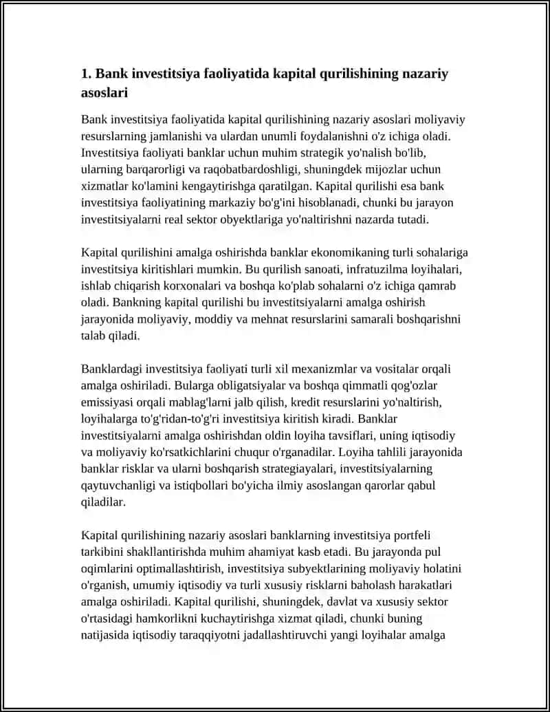 BANK INVESTITSIYA FAOLIYATIDA KAPITAL QURILISHI 3