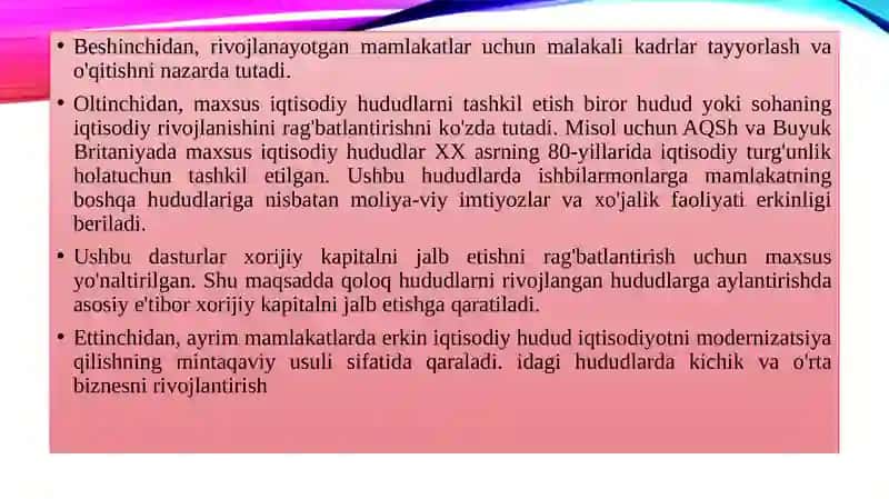 Erkiniqtisodiy zonalarni tashkilotish 3