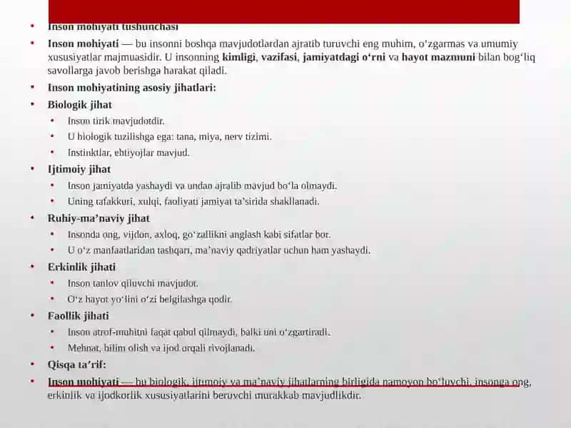 Falsafada insoning mohiyatga oid qarashlar tasnifi 3