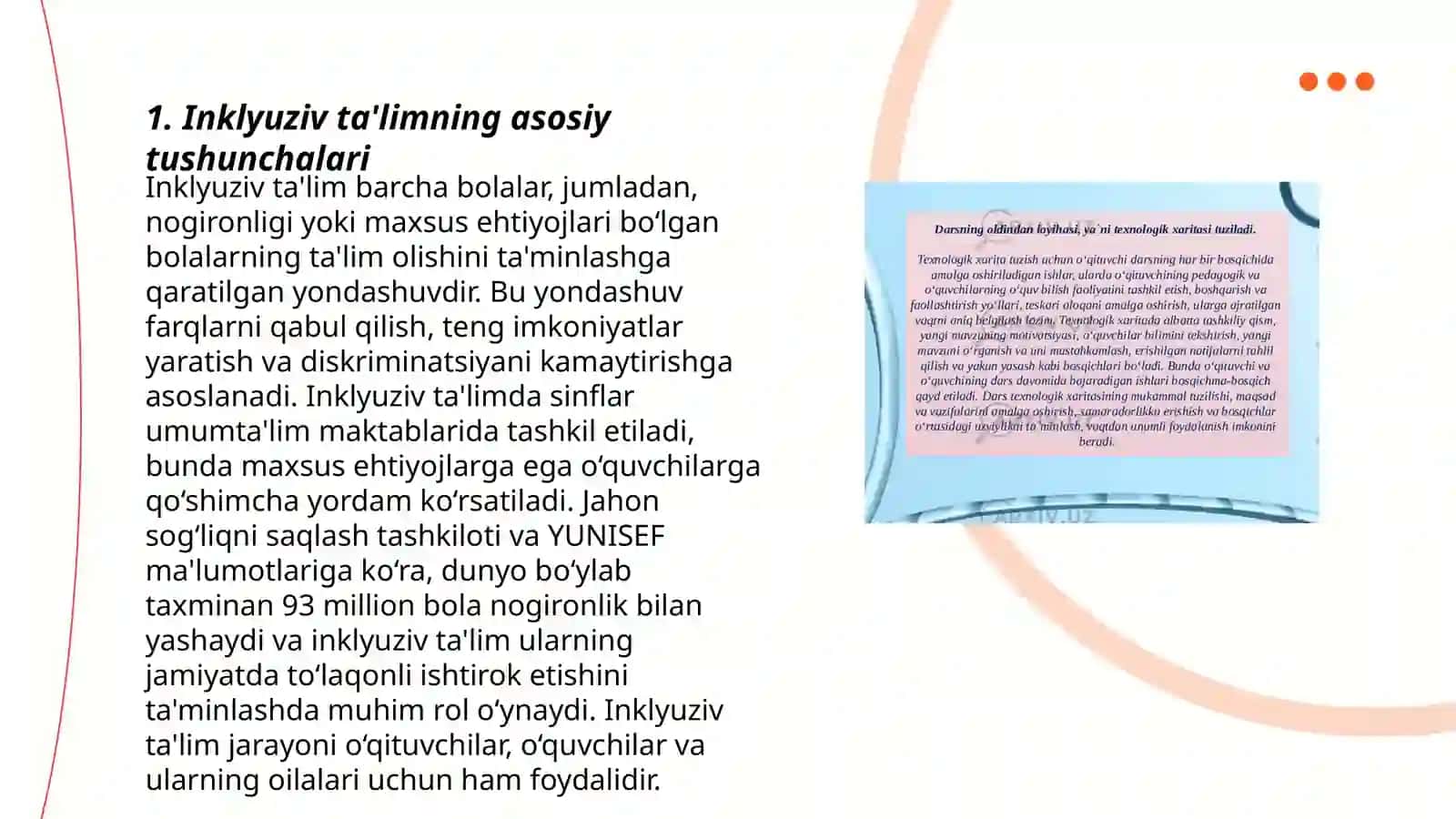 Inklyuziv taʼlim gʻoyalarini amaliyotga tatbiq etish boʻyicha turli guruhlarga mansub respondentlarning fikrlarini aniqlashga qaratilgan sotsiologik tadqiqotlar 3