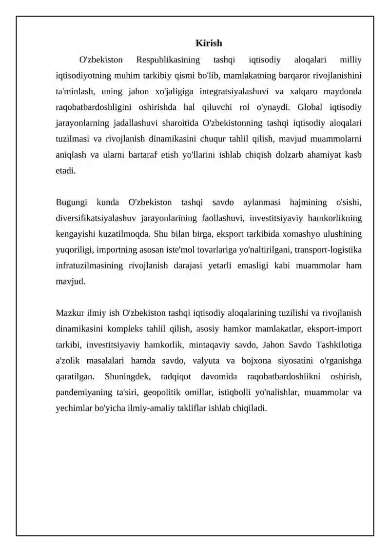 O'zbekiston tashqi iqtisodiy aloqalarining asosiy tendensiyalari va tuzilishi 3
