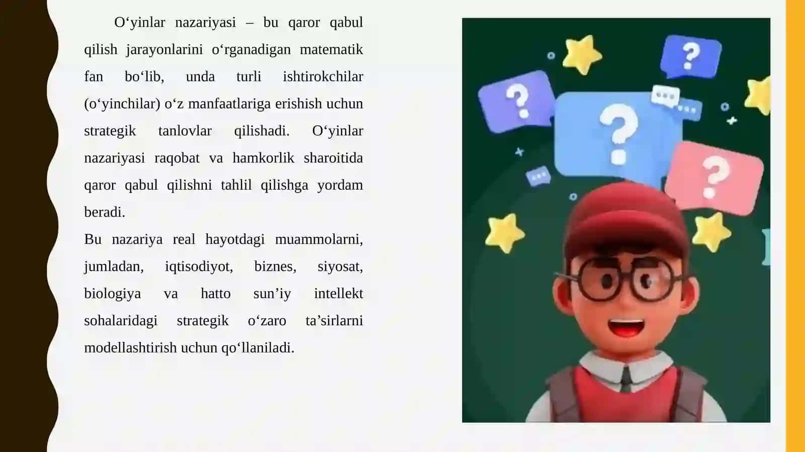 O‘YINLAR NAZARIYASI VA O‘ZARO HAMKORLIKLARNI MODELLASHTIRISH 3