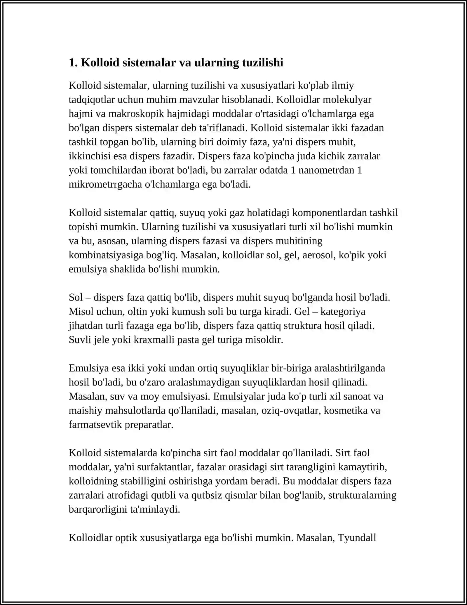 Kolloid sistemalarni dIALIZ YOʻLI BILAN TOZALASH. GEMODIALIZNI OʻTKAZISHDA KIMYONING AHAMIYATI 3