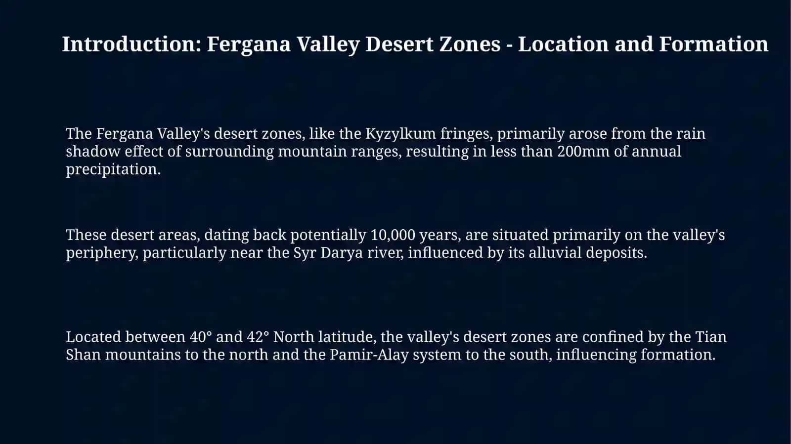 Fergana Valley Desert Zones: Ecology and Environment 3