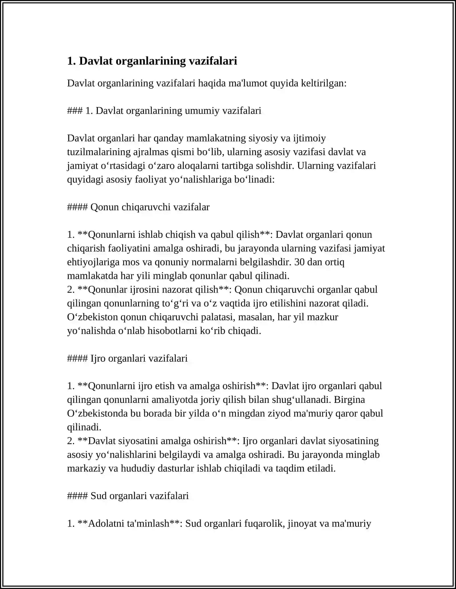 REFERAT Mavzu: DAVLAT ORGANLARI, XALQQA XIZMAT QILISHNING SAMARALI VOSITALARI 3