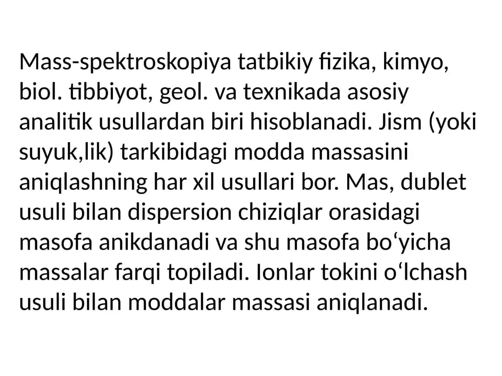 Mass-spektrometriyaning kimyoda qo'llanishi 3