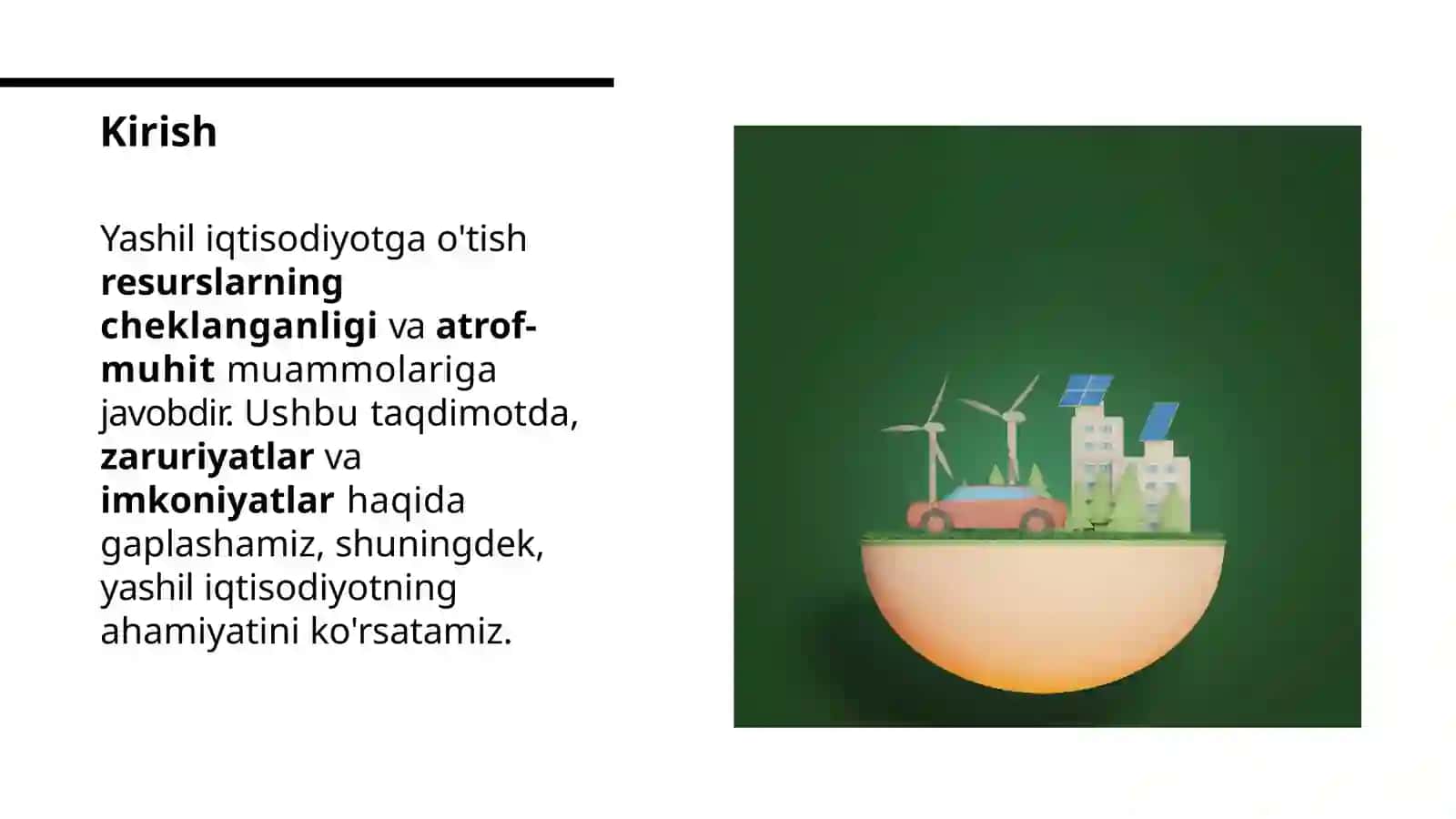Yashil iqtisodiyot fanidan tayyorlagan taqdimot 3