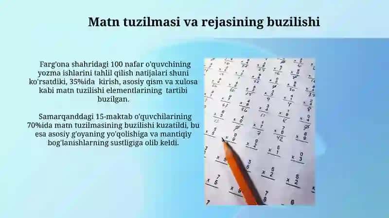 Umumta'lim maktabdagi oʻzlashtirmovchi oʻquvchilarning yozma ishlardagi xatolarini tahlil qilish 3