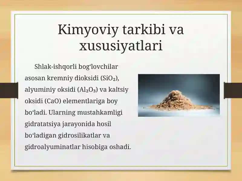 Shlak-ishqorli bog'lovchilar ishlab chiqarish 3