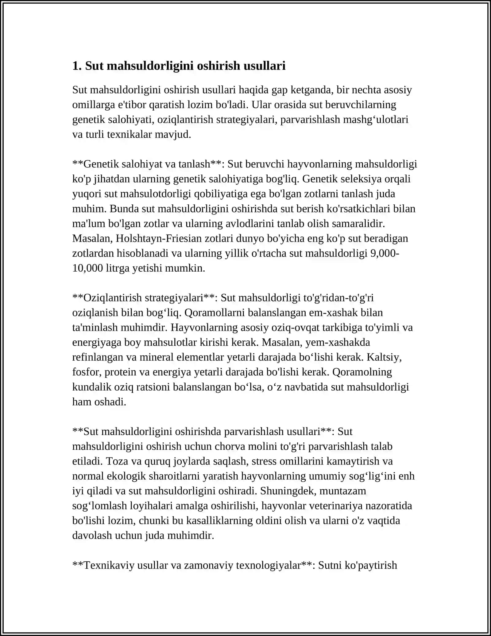 QORAMOLLARNING SUT MAHSULDORLIGI VA SUTNI QAYTA ISHLAP CHIQARISH TEXNOLOGIYASI 3