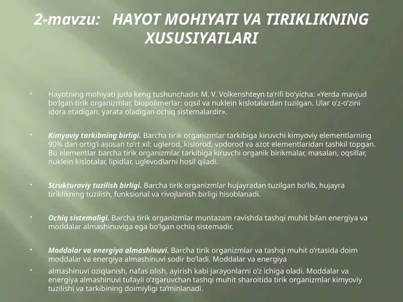 BIOLOGIYA - HAYOTHAQIDAGIFAN 3