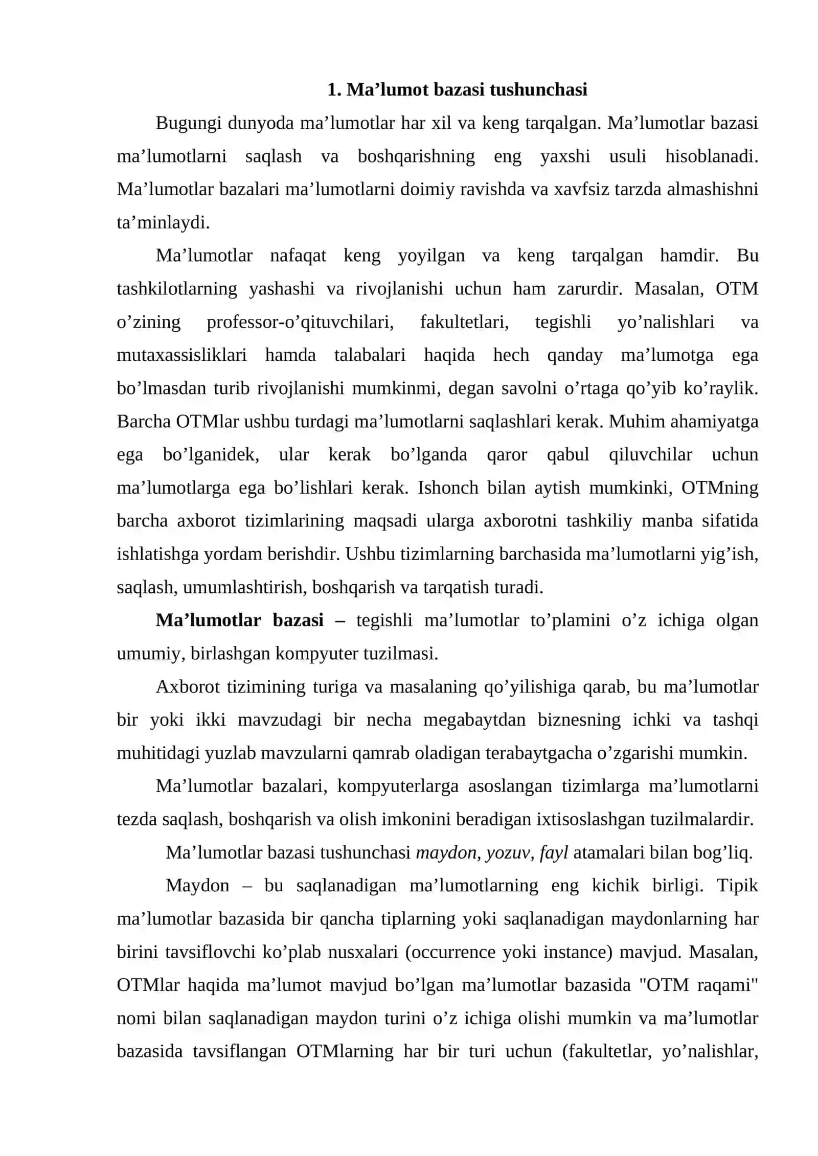 Mehmonxona malumotlar bazasini loyihalash mavzusida 3