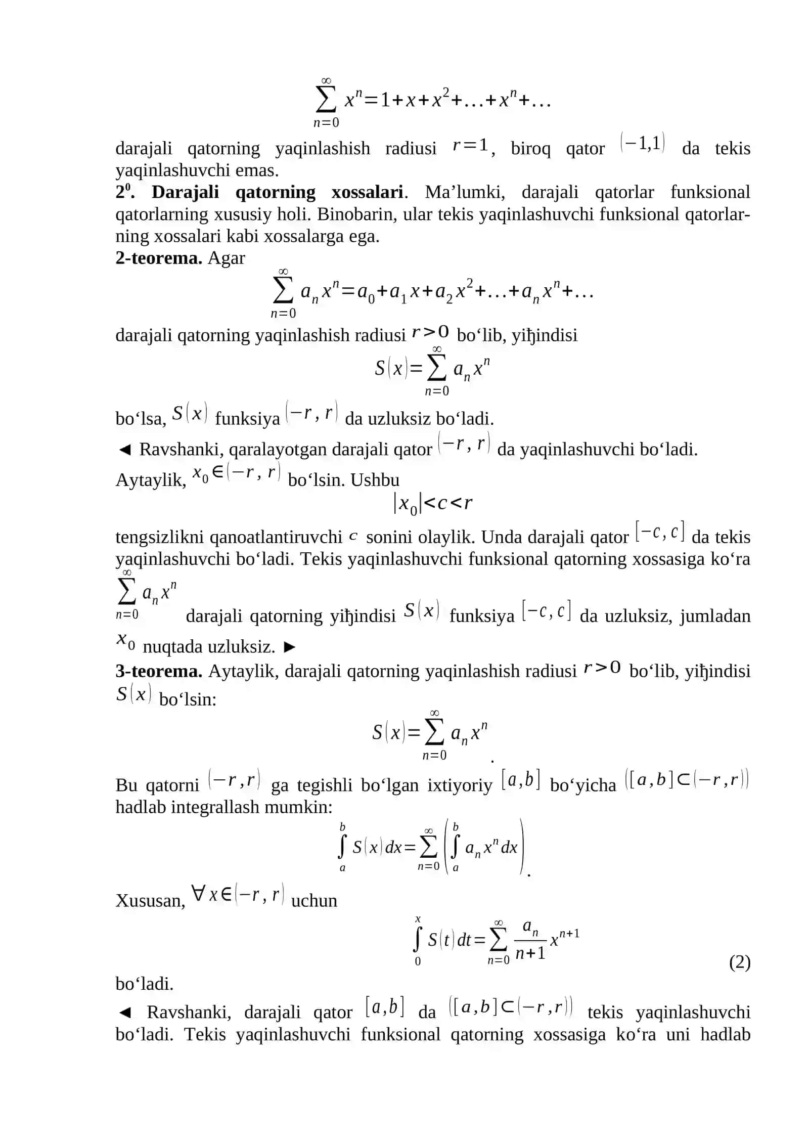 Darajali Qatorning Tekis Yaqinlashishi 3