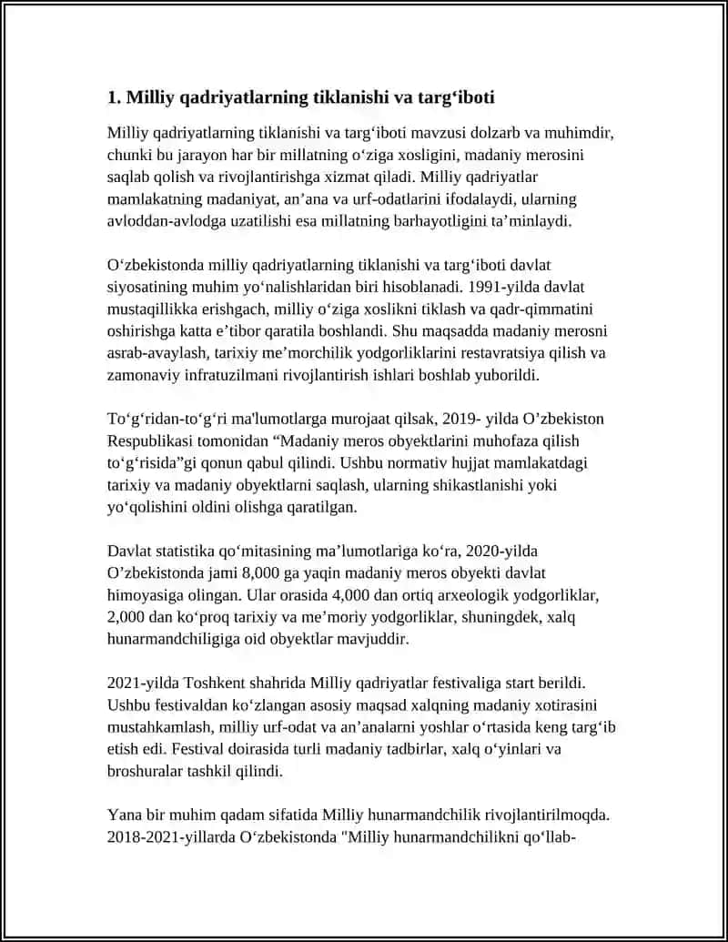 YANGI O'ZBEKISTONDA AMALGA OSHIRILGAN MA'NAVIY O'ZGARISHLAR 3