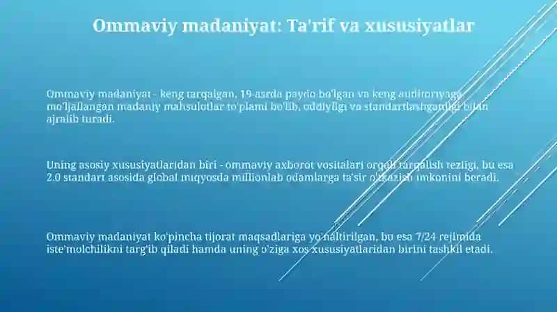 “Ommaviy madaniyat” va uning talqini 3
