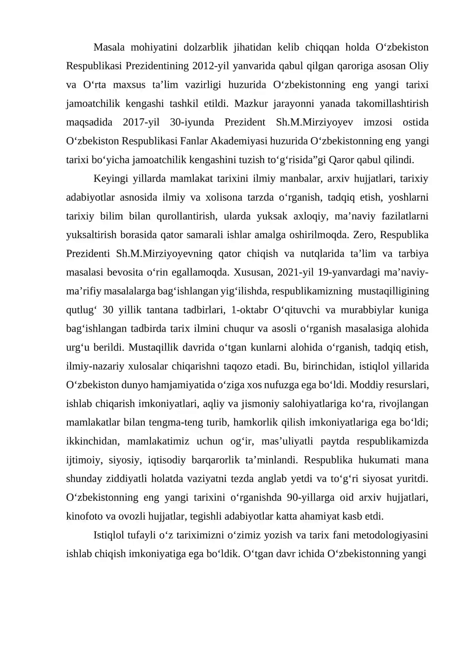 O‘ZBEKISTONNING ENG YANGI TARIXI”, MAQSADI VA VAZIFALARI, NAZARIY- METODOLOGIK TAMOYILLARI 3