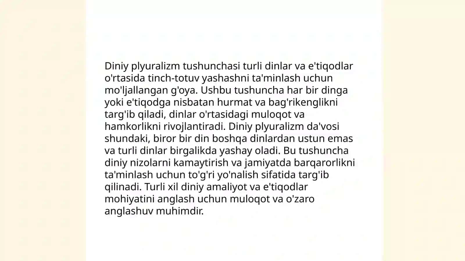 Diniy plyuralizm, diniy tolerantlik, bag’rikenglikning jamiyat hayotidagi o’rni 3