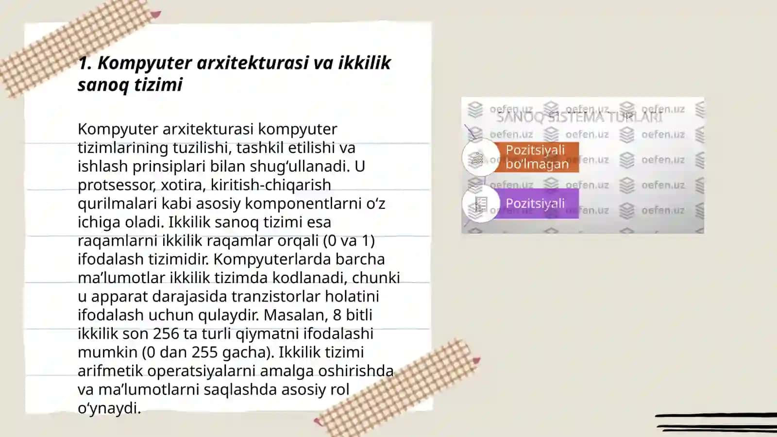 Ikkilik sanoq sistemasining tadbiqi 3
