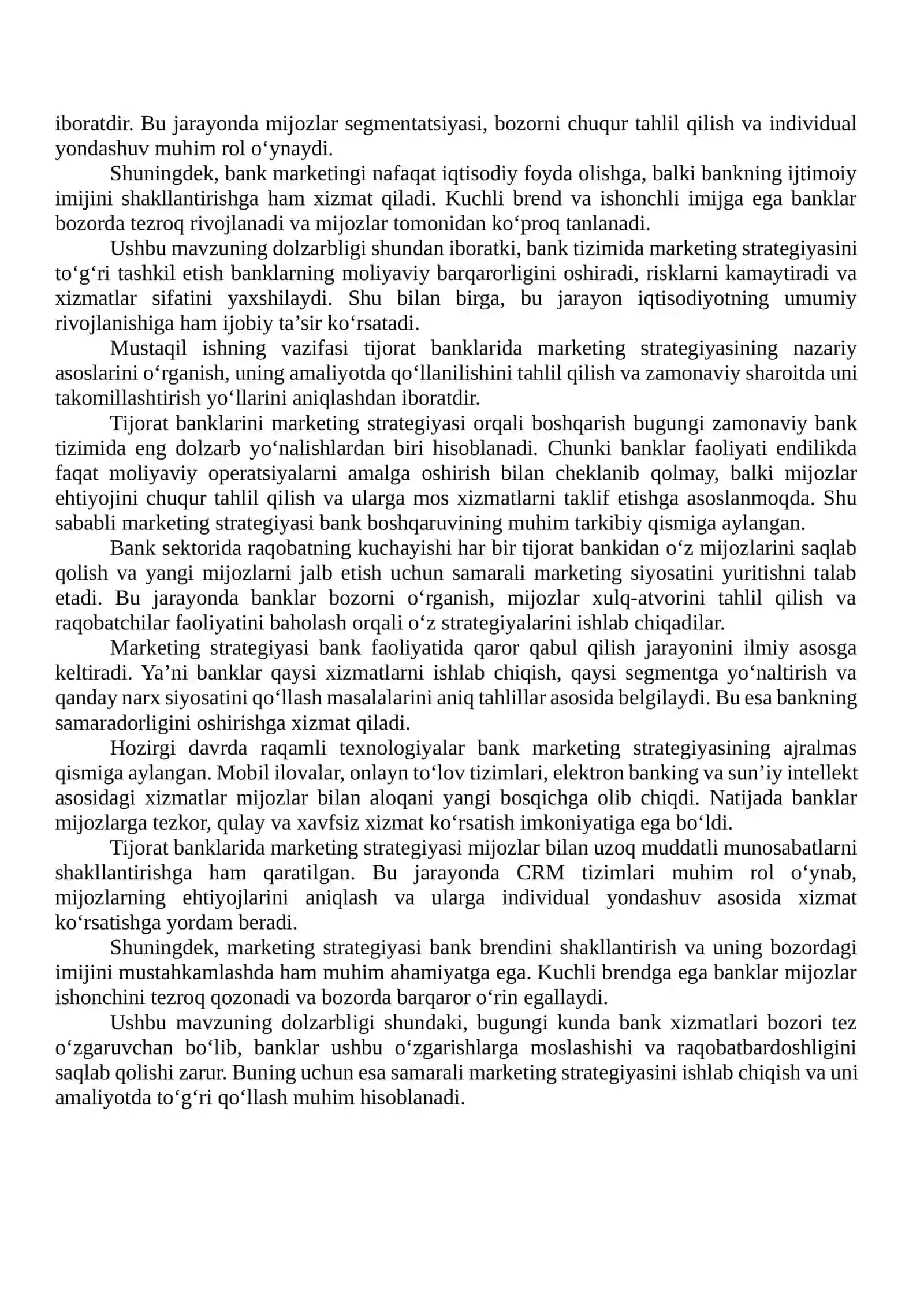 Tijorat banklarini marketing strategiyasi orqali boshqarish 3