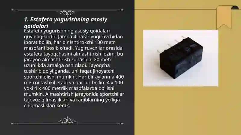 Estafeta yugurish. 4×100 metrga yugurishni oʻrgatish 3