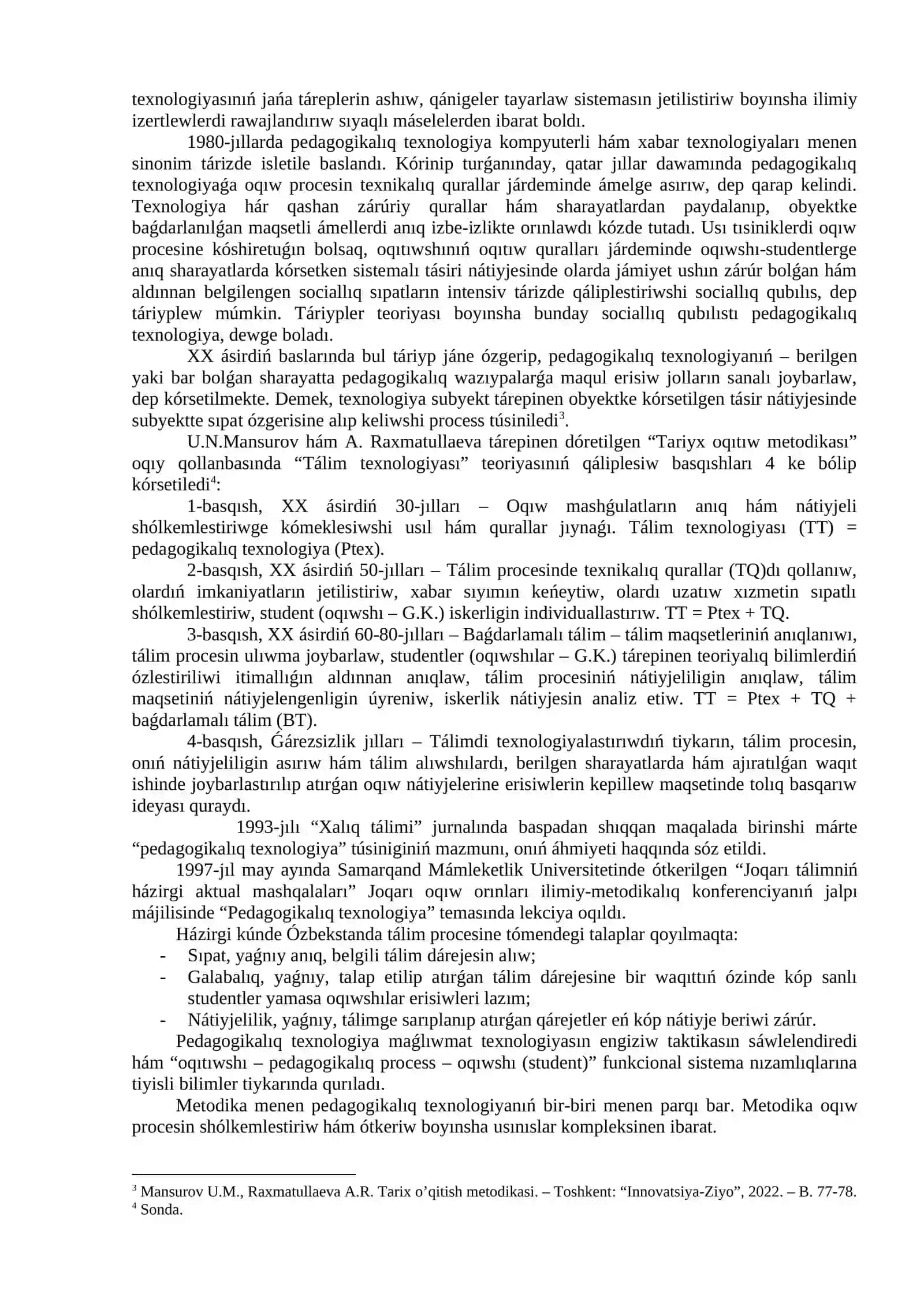 Tariyx táliminde zamanagóy pedagogikalıq texnologiyalar. Tariyx oqıtıwda interaktiv metodlardan paydalanıw. Joybar texnologiyası 3