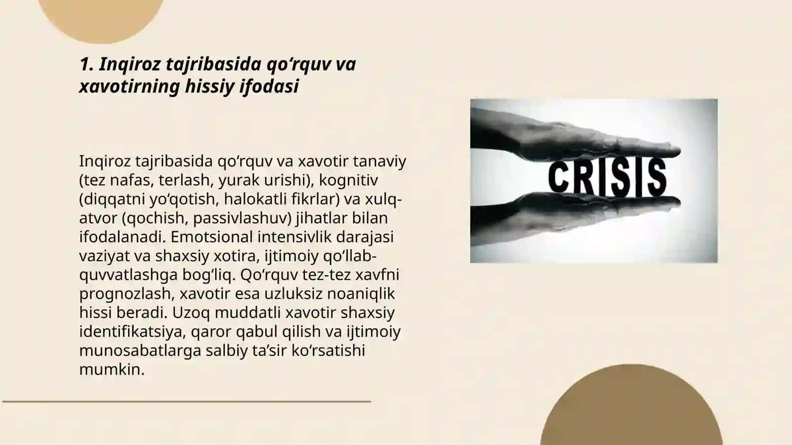 Inqiroz tajribasining hissiy rang barangligi va Inqirozli vaziyatlarda shaxsni o’zgartirish shakllari by Islomova Sabohat Muxtor qizi 3