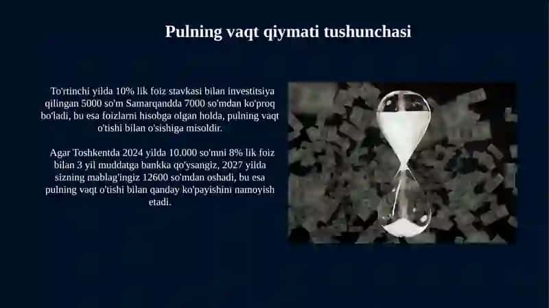 Pul mablag'larining vaqt bo'yicha qiymatlari 3
