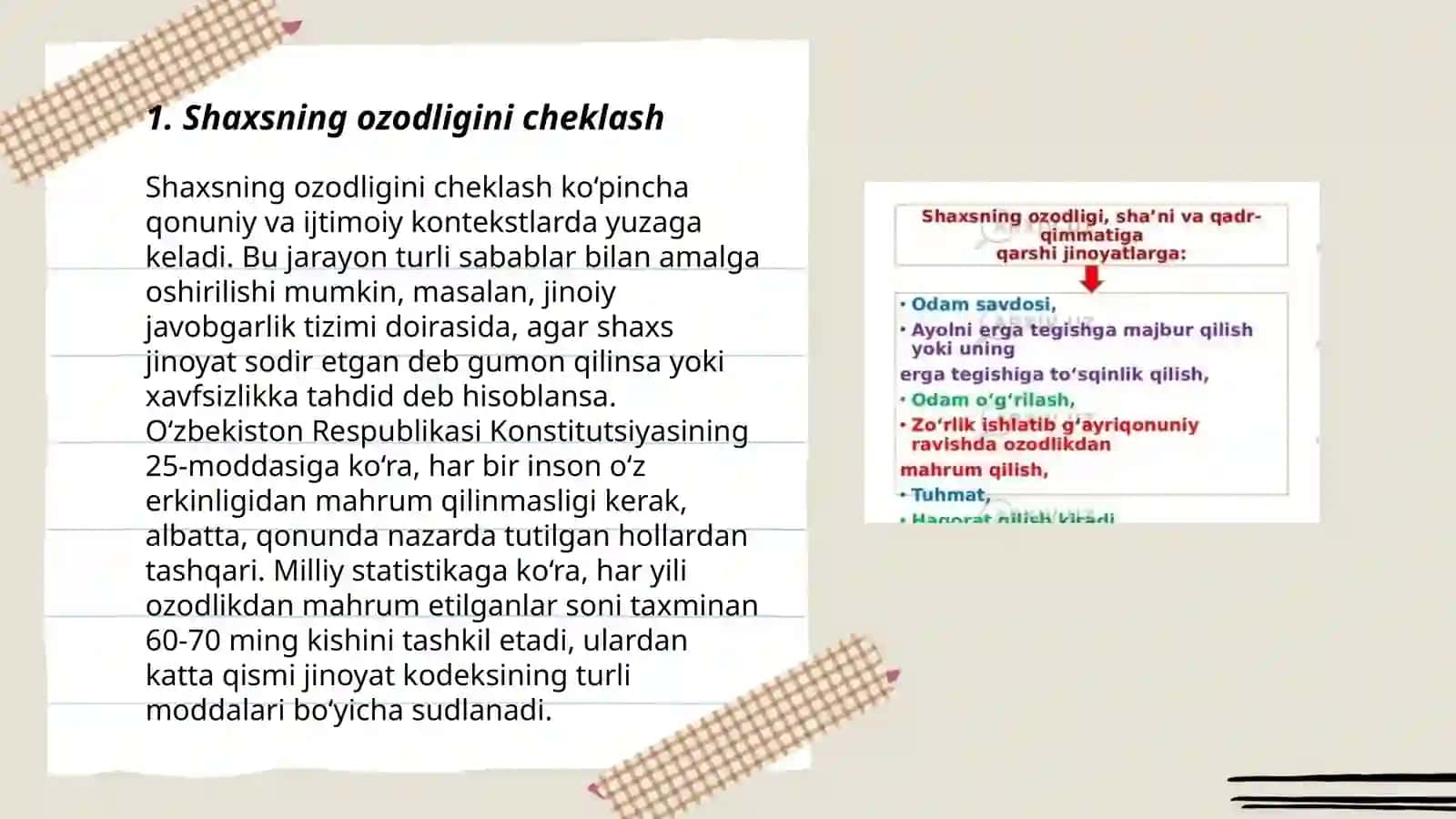Shaxsning ozodligi, sha'ni va qadr-qimmatiga qarshi jinoyatlar 3
