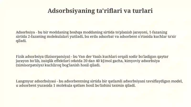 Organizmdagi adsorbsion jarayonlar 3