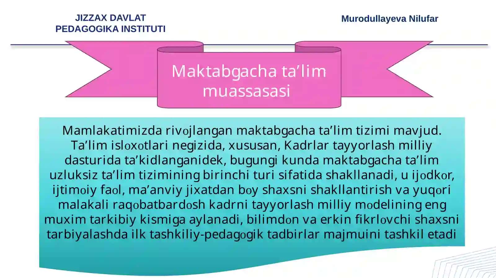 Turli tipdagi maktabgacha taʼlim muassasalarini tashkil tuzulmasi 3